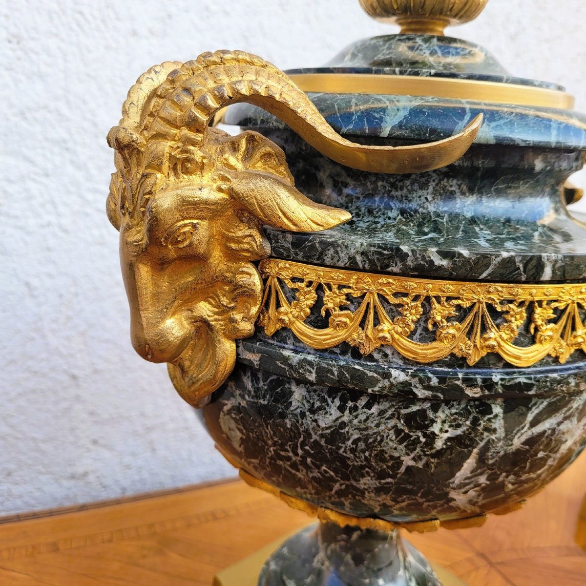 Pair Of Marble And Gilded Bronze Cassolettes, Napoleon III, 19th Century-photo-5