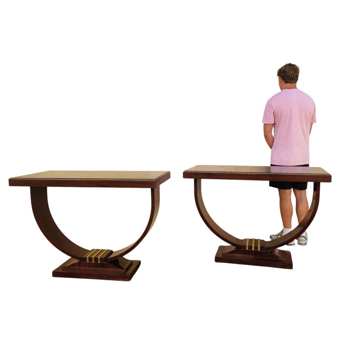Pair Of Art Deco Display Consoles-photo-4