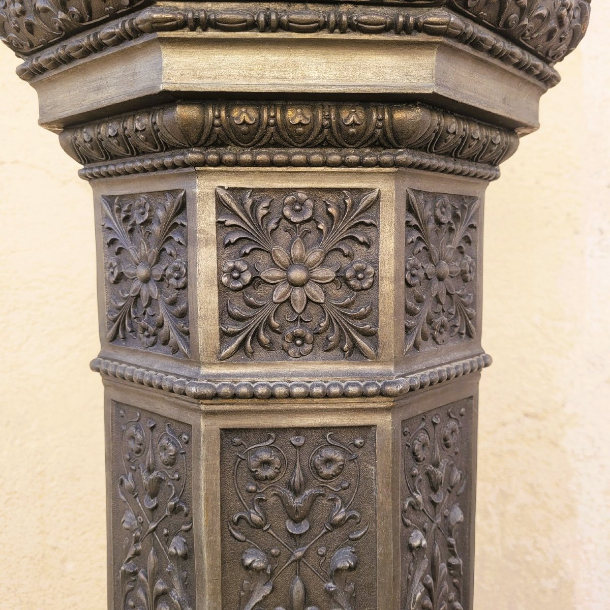 Torch Holder In Spelter On Its Column, Napoleon III, 19th Century-photo-2