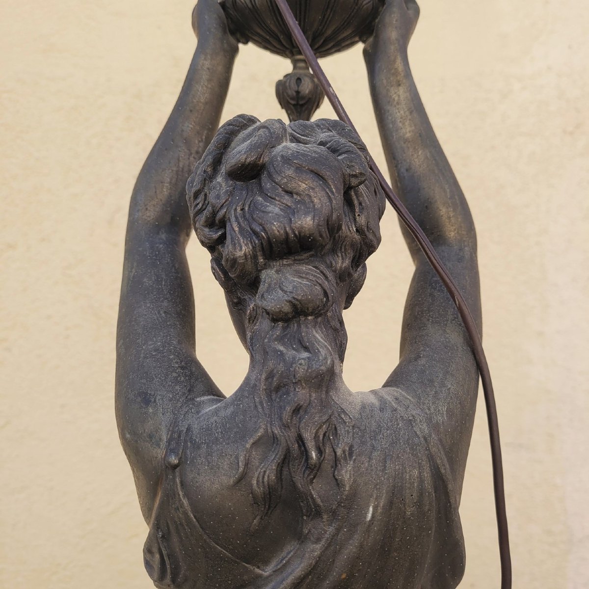 Torch Holder In Spelter On Its Column, Napoleon III, 19th Century-photo-4