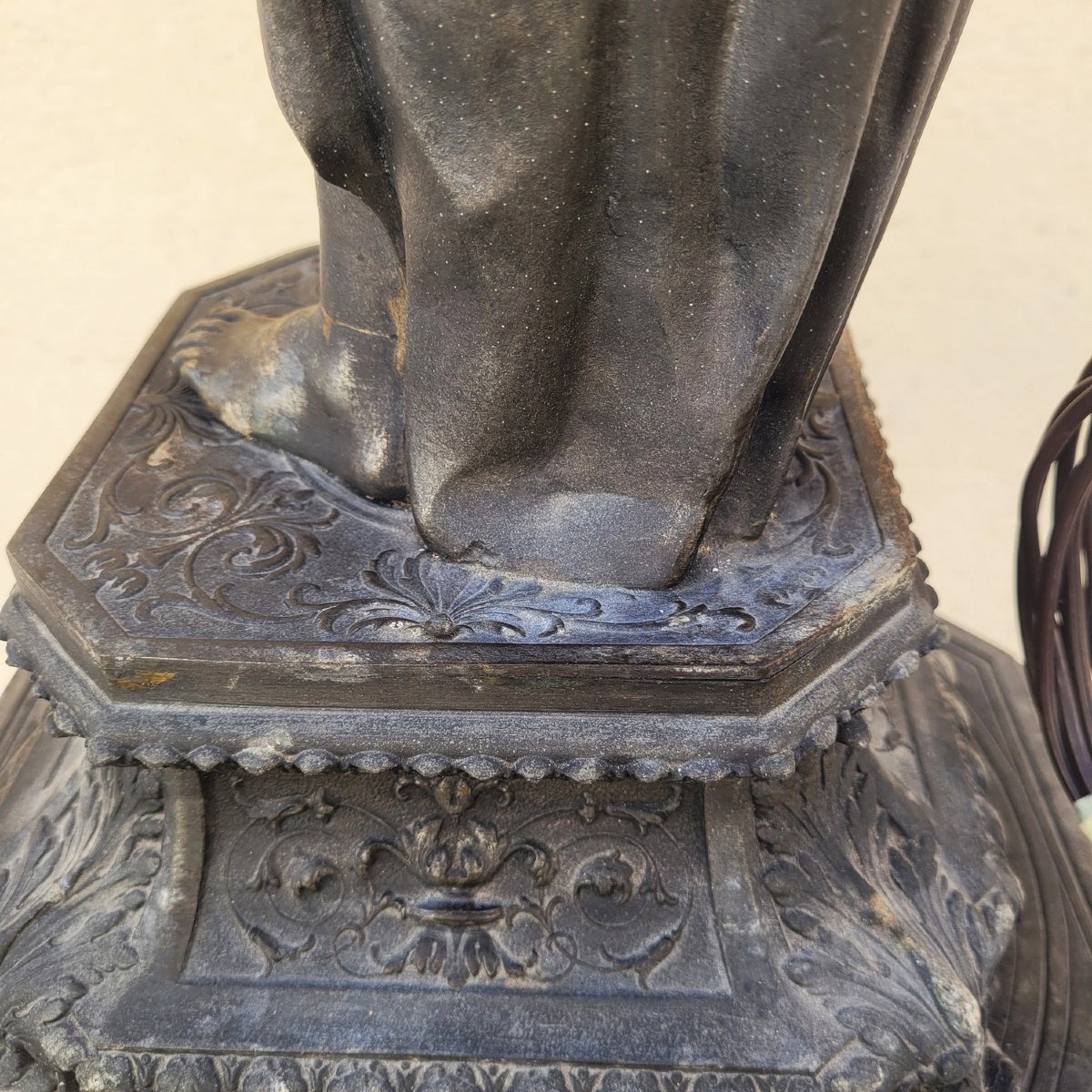 Torch Holder In Spelter On Its Column, Napoleon III, 19th Century-photo-5