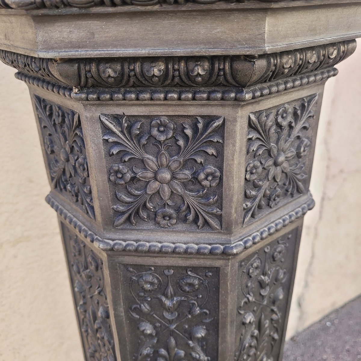 Torch Holder In Spelter On Its Column, Napoleon III, 19th Century-photo-7