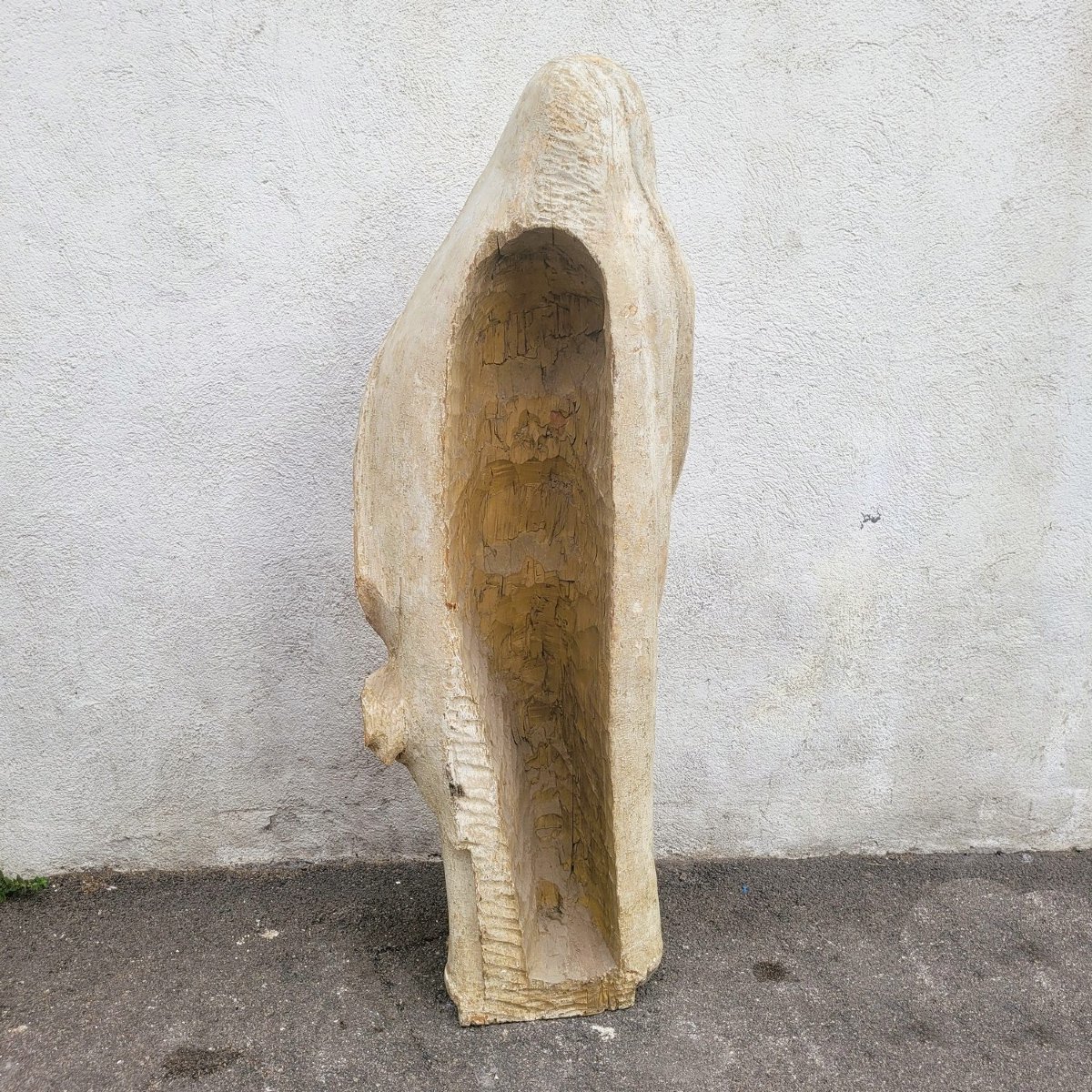 Madone en bois laqué H160cm, époque XVIIème siècle-photo-4
