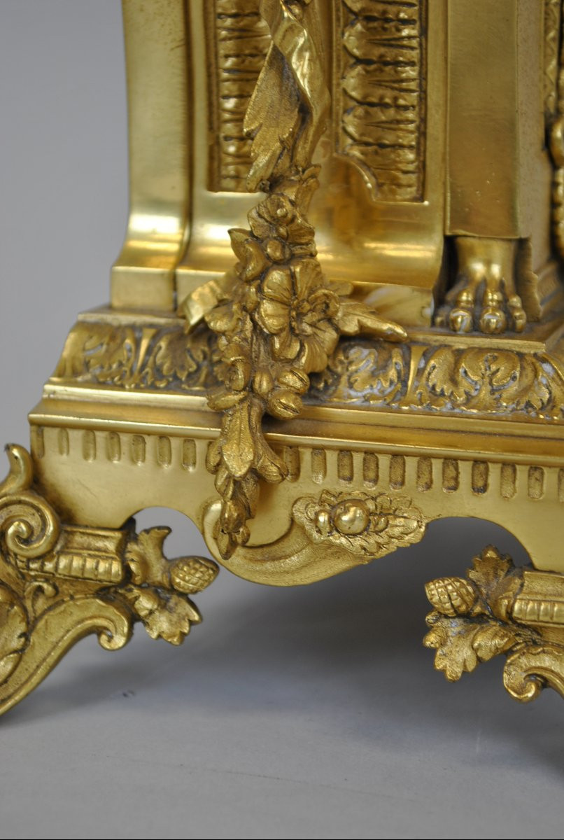 Gilt Bronze Clock, 19th Century-photo-4