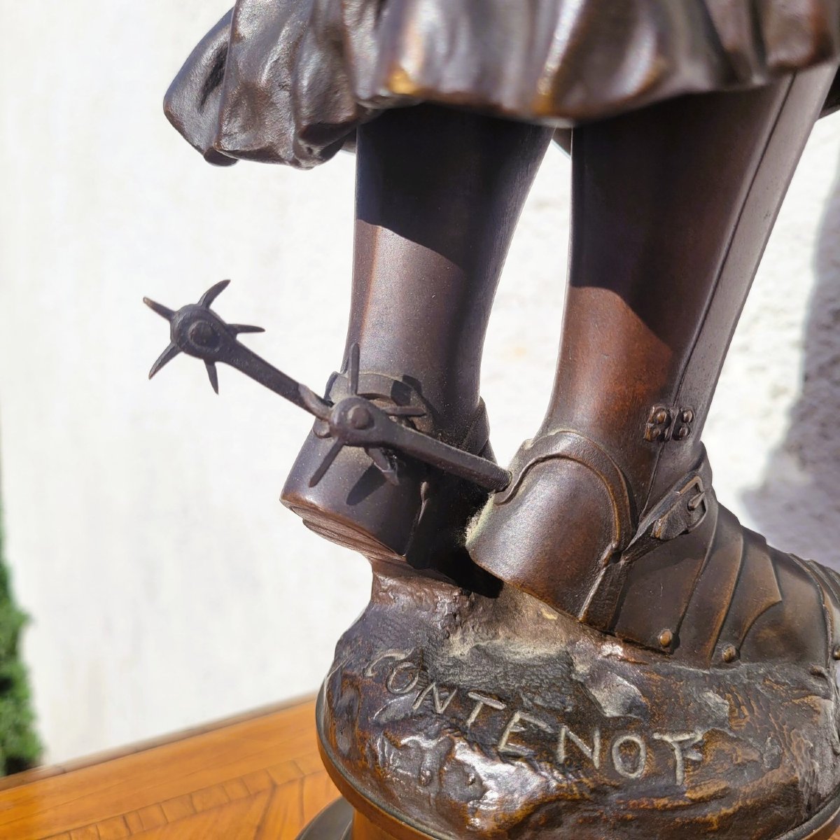 Contenot, Jeanne d'Arc, bronze signé, fin XIXème début XXème siècle-photo-3