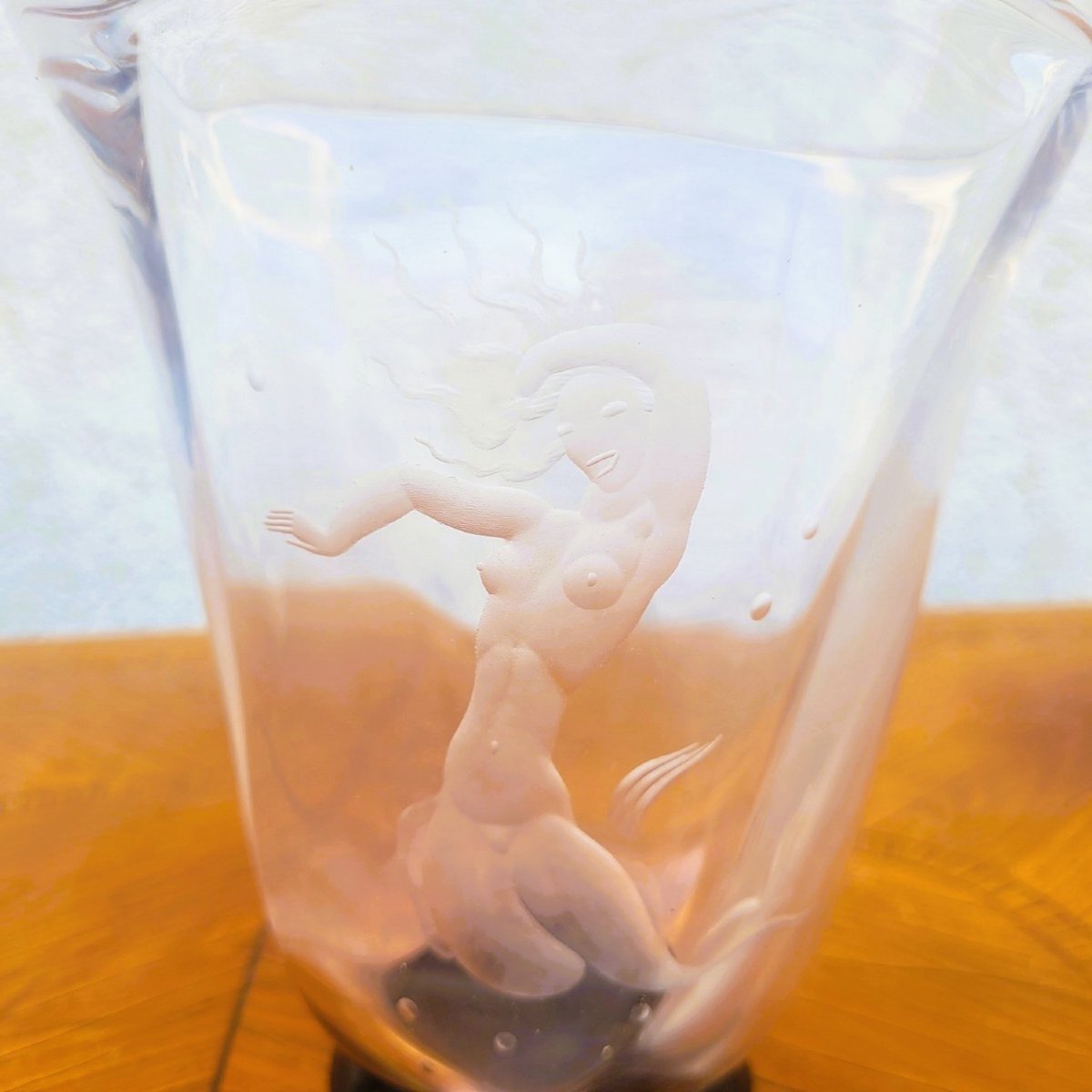 V Lindstrand - Orrefors, vase sirène, début XXème siècle-photo-3