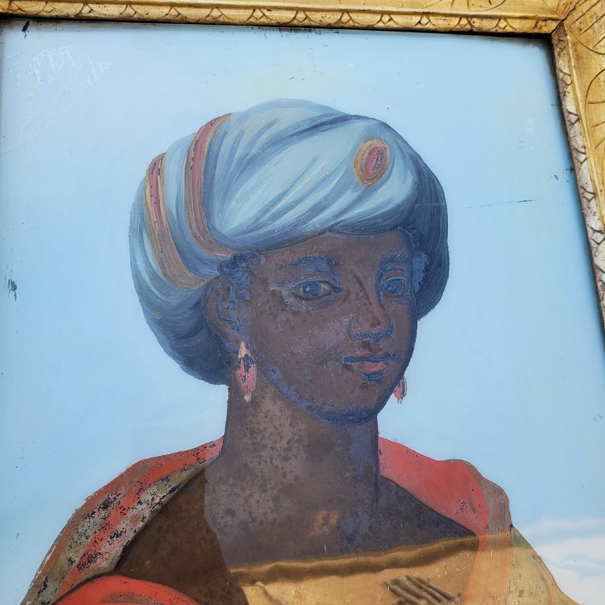 Allegory Of Africa, Framed Fixe-sous-verre, 19th Century-photo-3