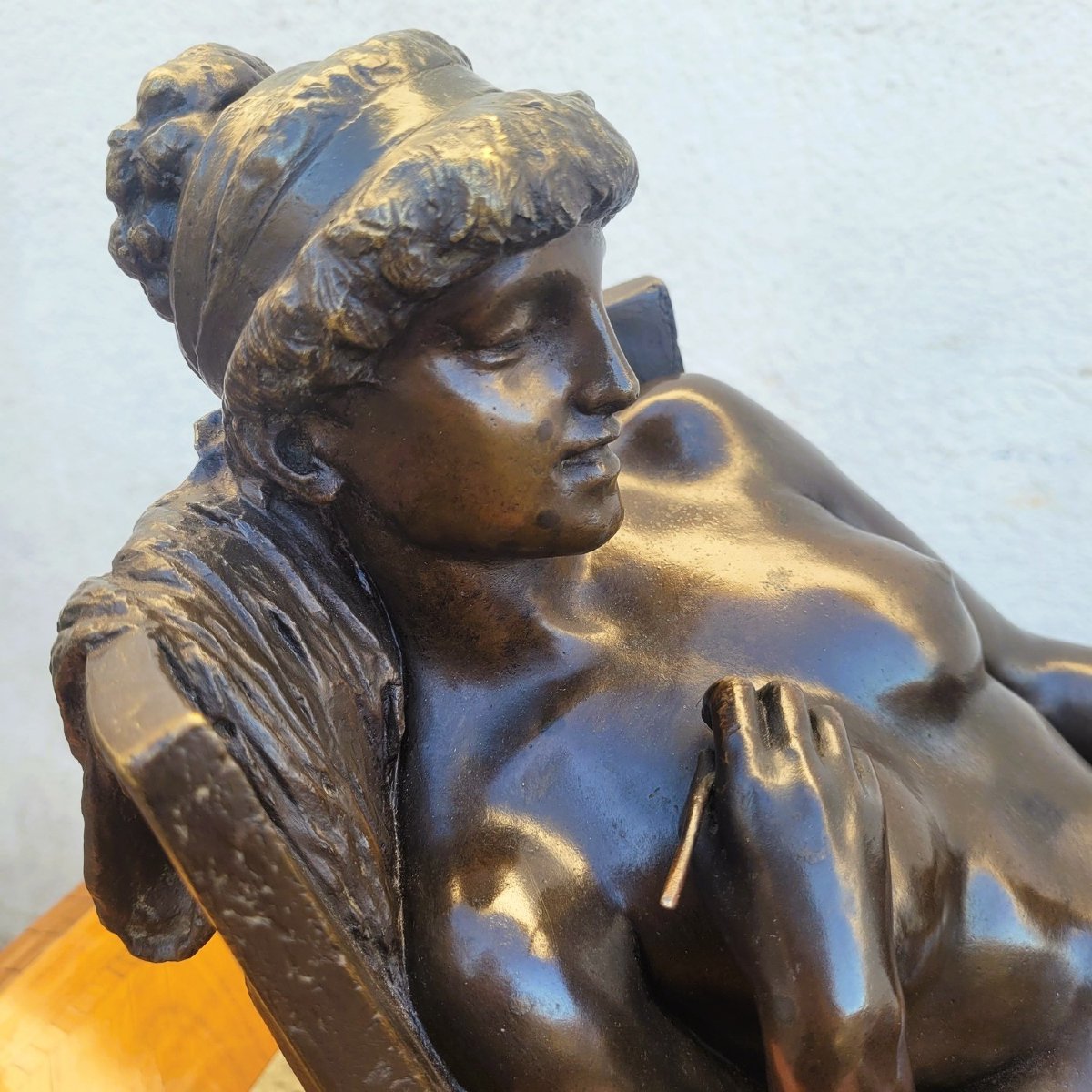 Amendola, Bronze Sculpture Of An Antique Woman, 19th Century-photo-4