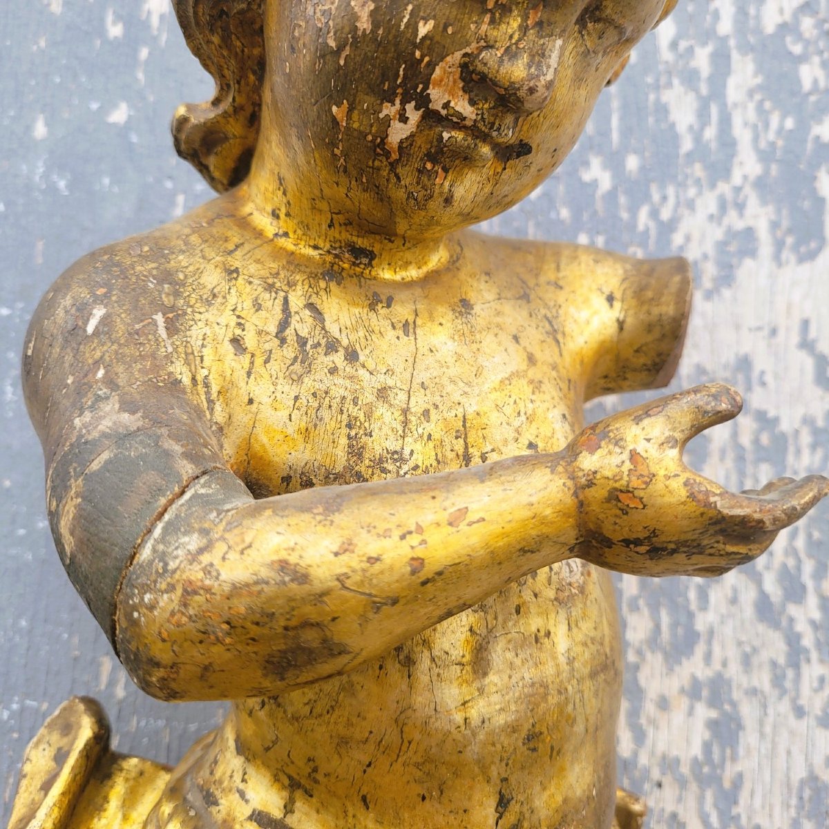 Putto en bois doré à la mecca, Epoque XVII/ XVIIIème siècle-photo-3