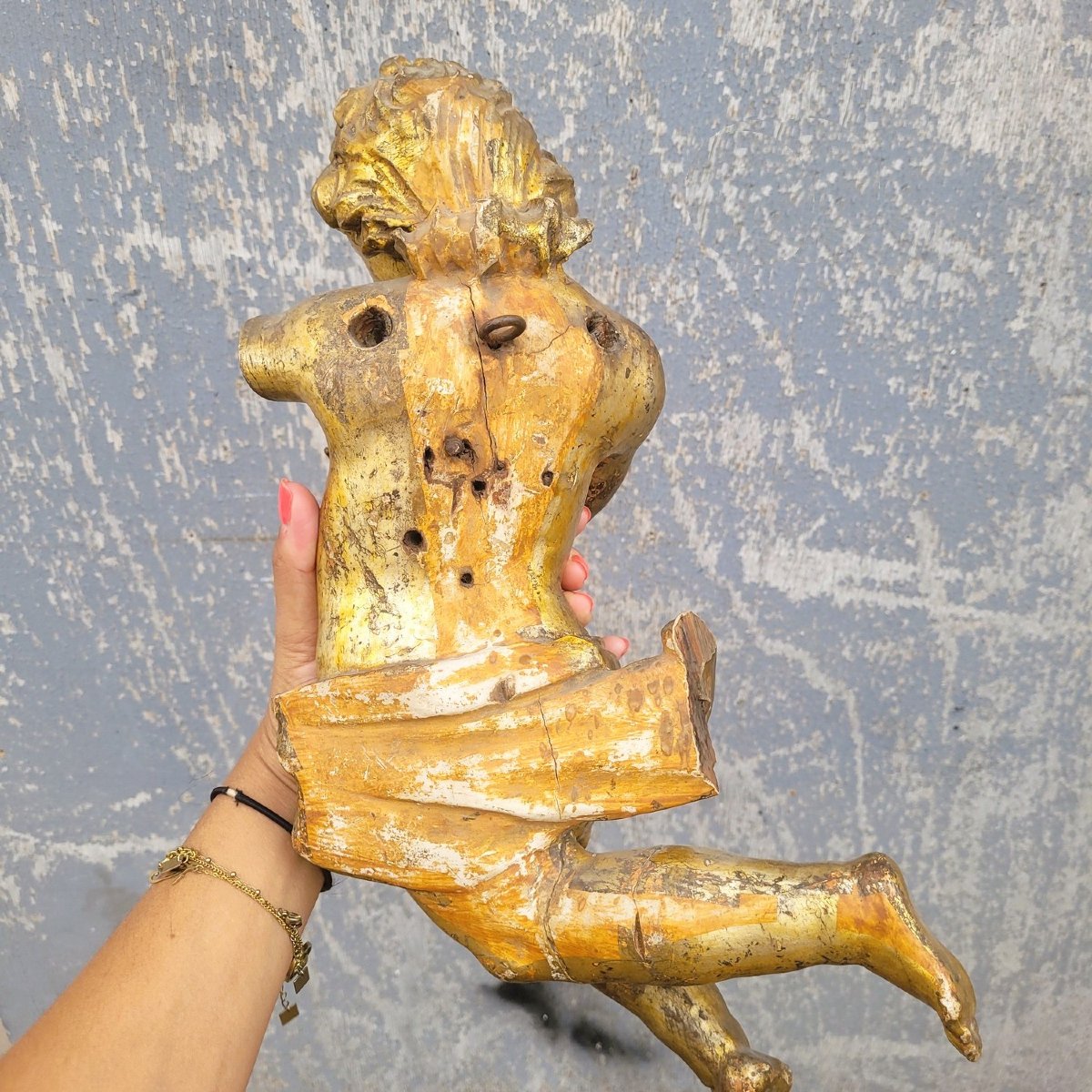 Putto en bois doré à la mecca, Epoque XVII/ XVIIIème siècle-photo-7