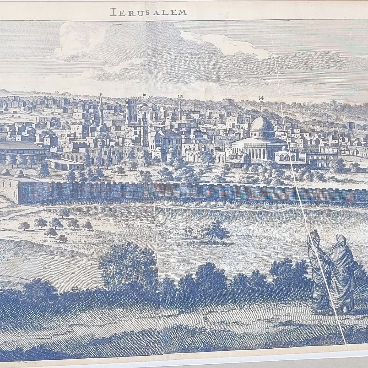 Vues panoramiques de Jérusalem en Scio, Gravures encadrées, XIXème siècle-photo-2