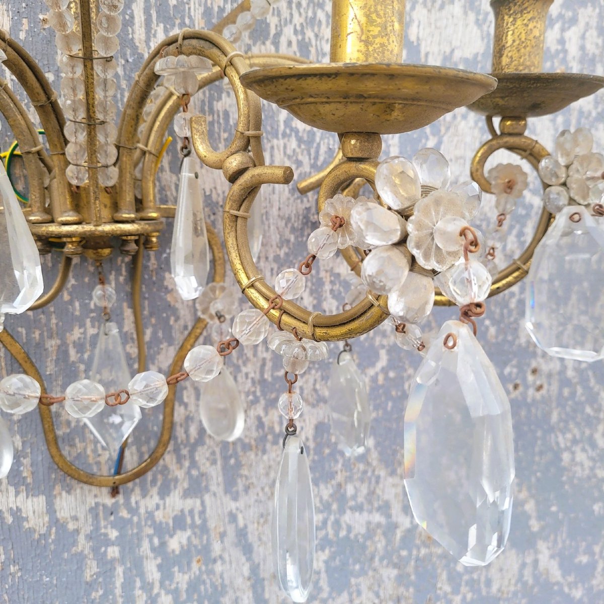 Pair Of Crystal Sconces, 19th Century-photo-4