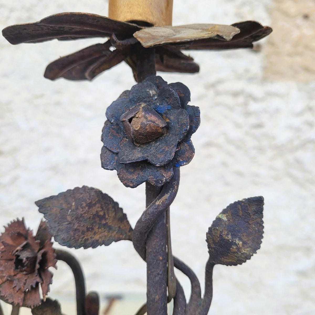 Set Of 3 Painted Iron Wall Lights, 18th Century-photo-1