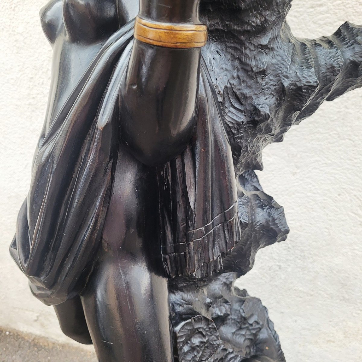 Grande sculpture en bois, Maure au dragon, XIXème siècle-photo-5