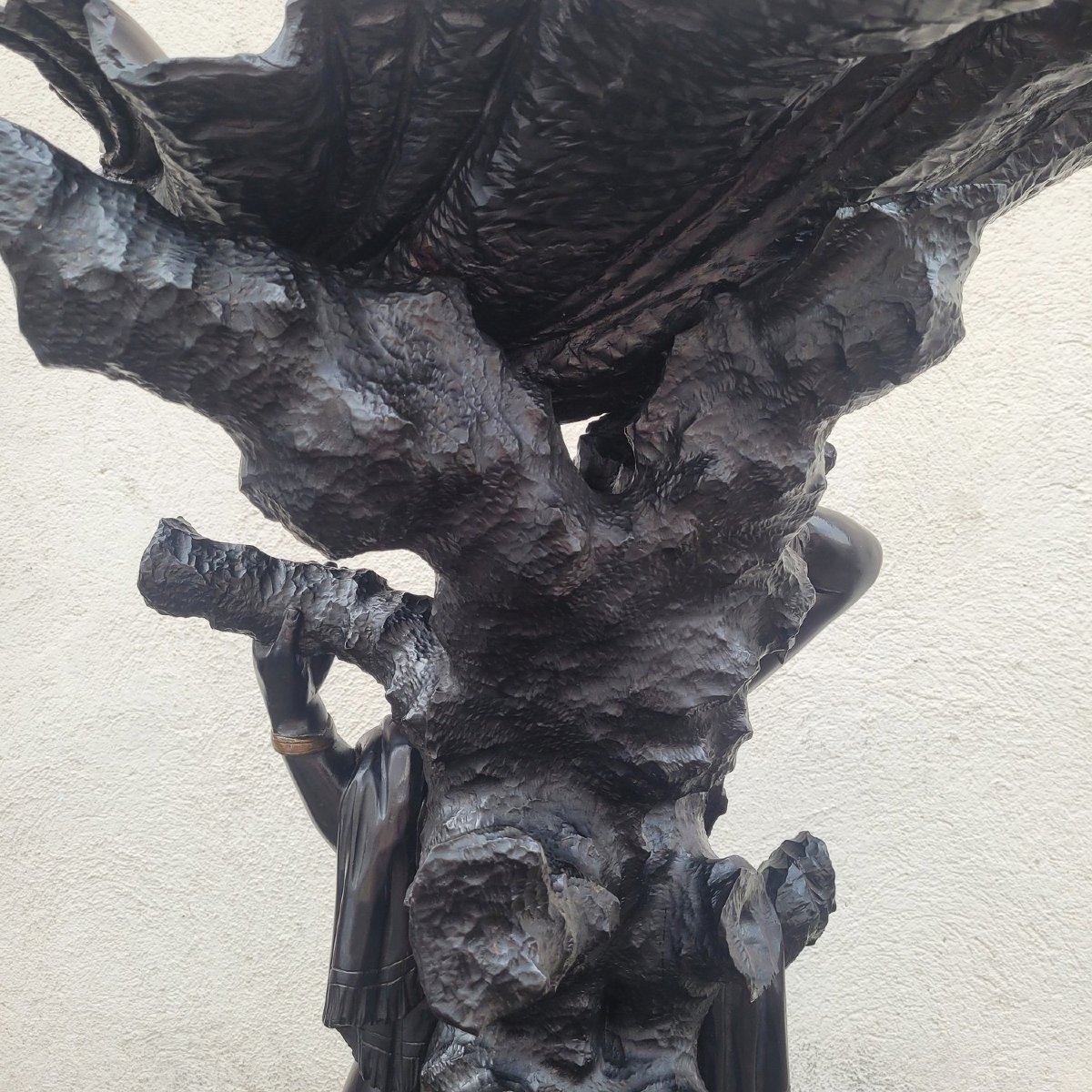 Grande sculpture en bois, Maure au dragon, XIXème siècle-photo-7