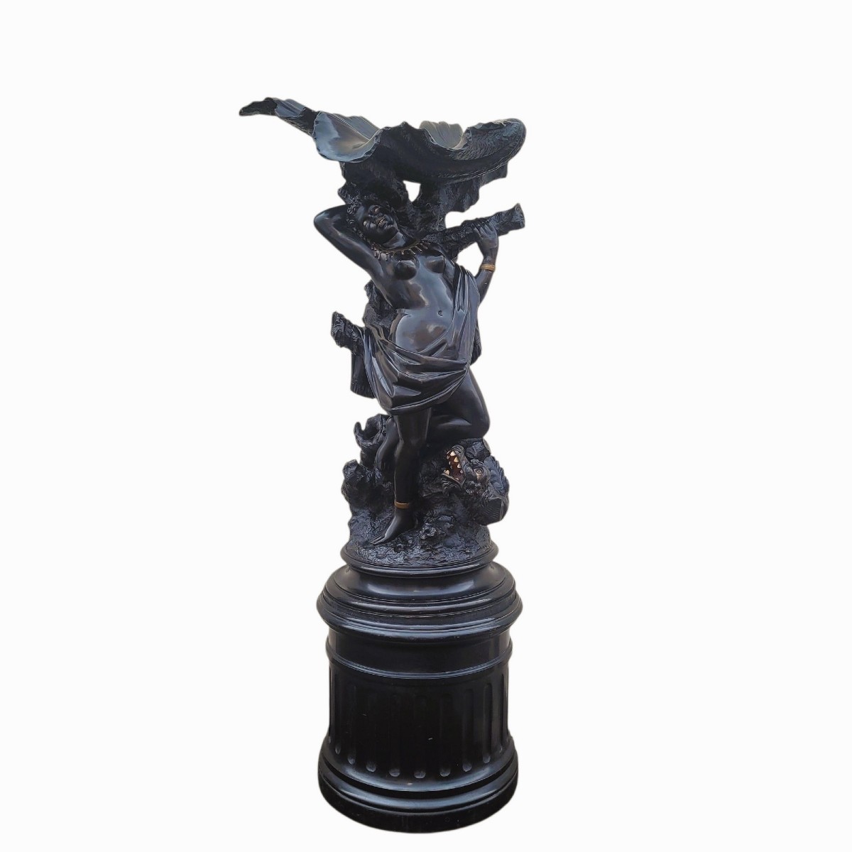 Grande sculpture en bois, Maure au dragon, XIXème siècle