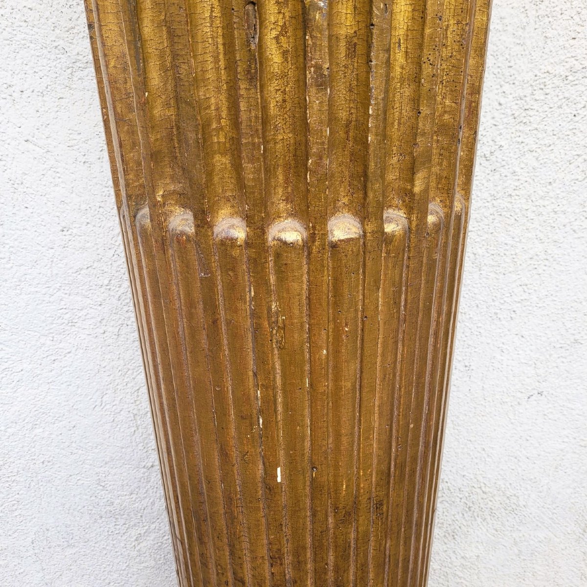 Important Pair Of Carved Gilded Wooden Columns (3m), 18th Century-photo-3
