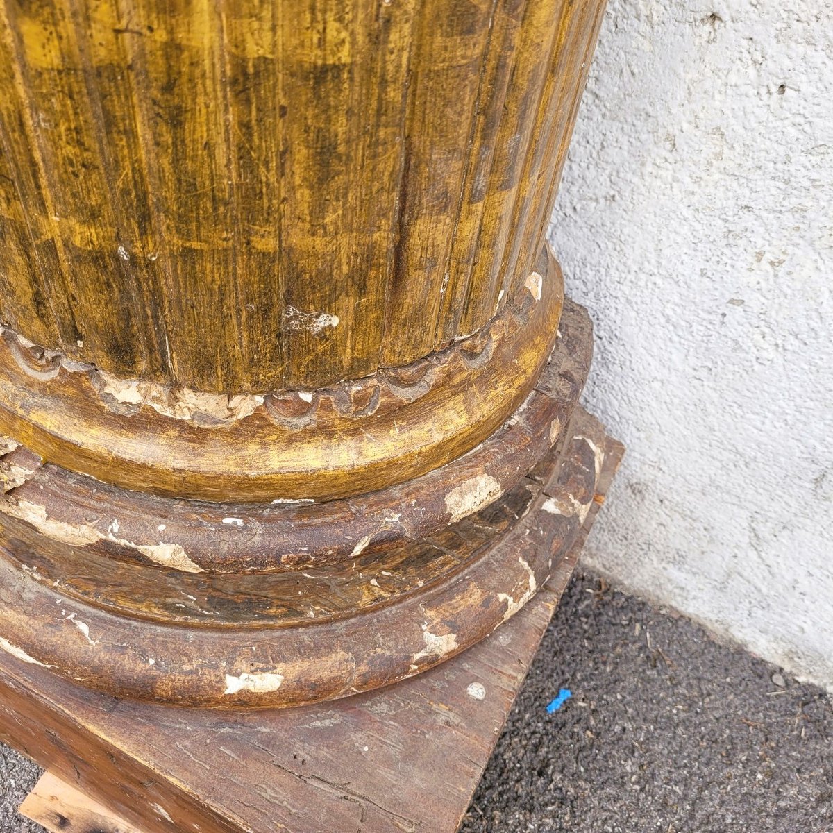 Important Pair Of Carved Gilded Wooden Columns (3m), 18th Century-photo-1