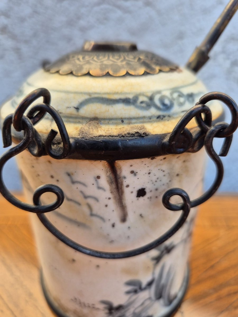 Water/opium Pipe In "hue Blue " Porcelain, Late 19th Century, Early 20th Century-photo-4