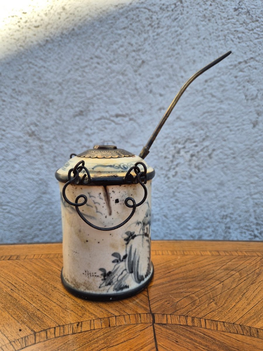 Water/opium Pipe In "hue Blue " Porcelain, Late 19th Century, Early 20th Century-photo-8