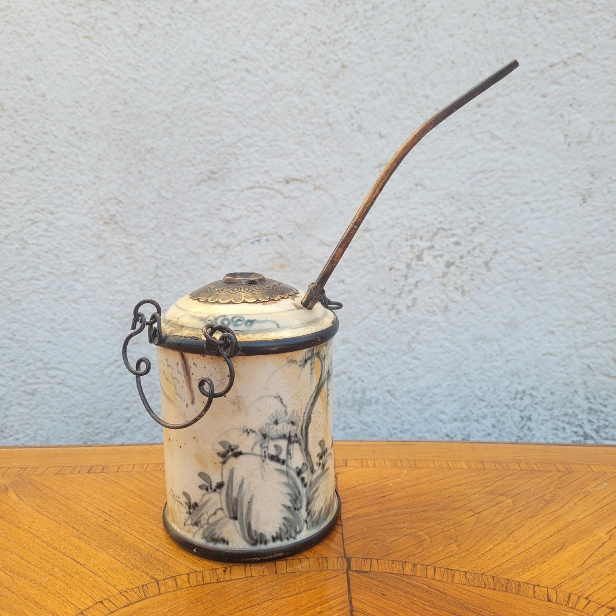 Water/opium Pipe In "hue Blue " Porcelain, Late 19th Century, Early 20th Century