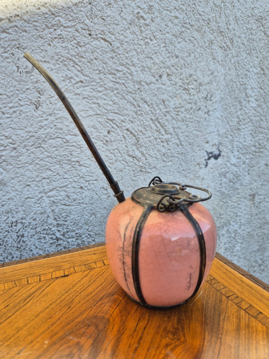 Pink Porcelain Water/opium Pipe, Late 19th/early 20th Century
