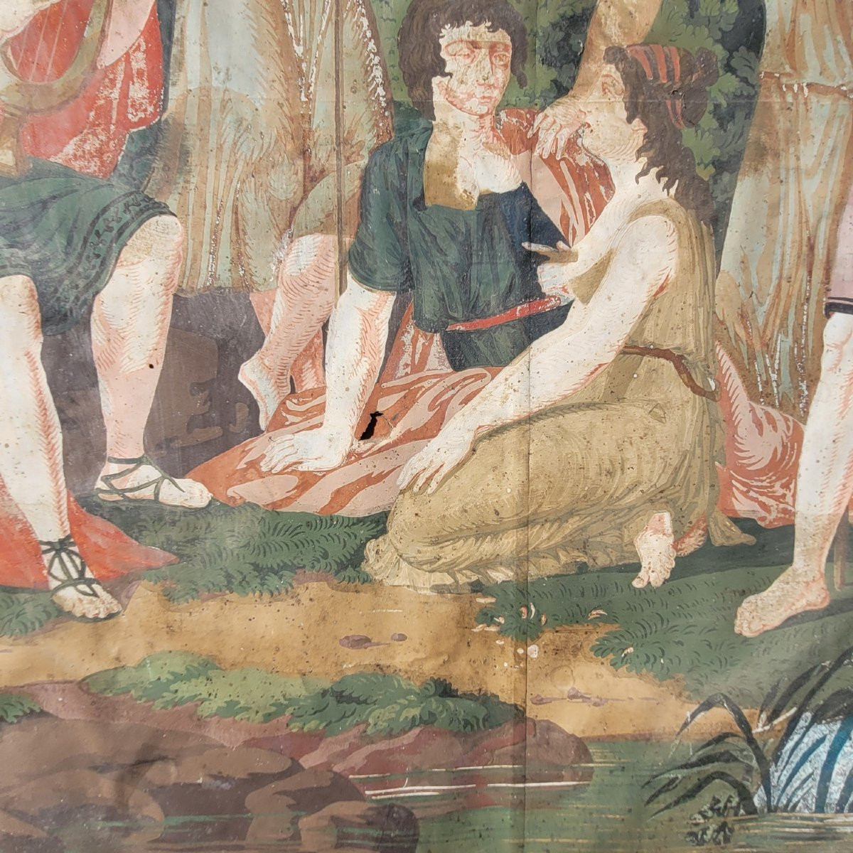 Grand trumeau avec papier-peint et miroir, Italie XVIIIème siècle-photo-5