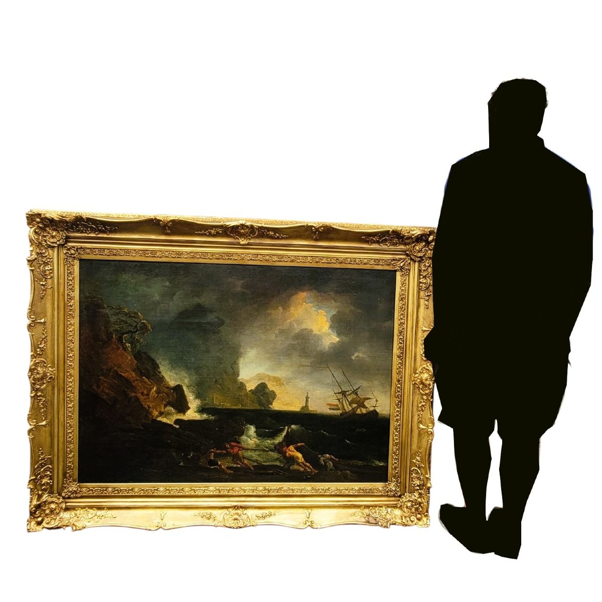 Large Framed Seascape In The Style Of Vernet, Late 17th/early 18th Century-photo-2