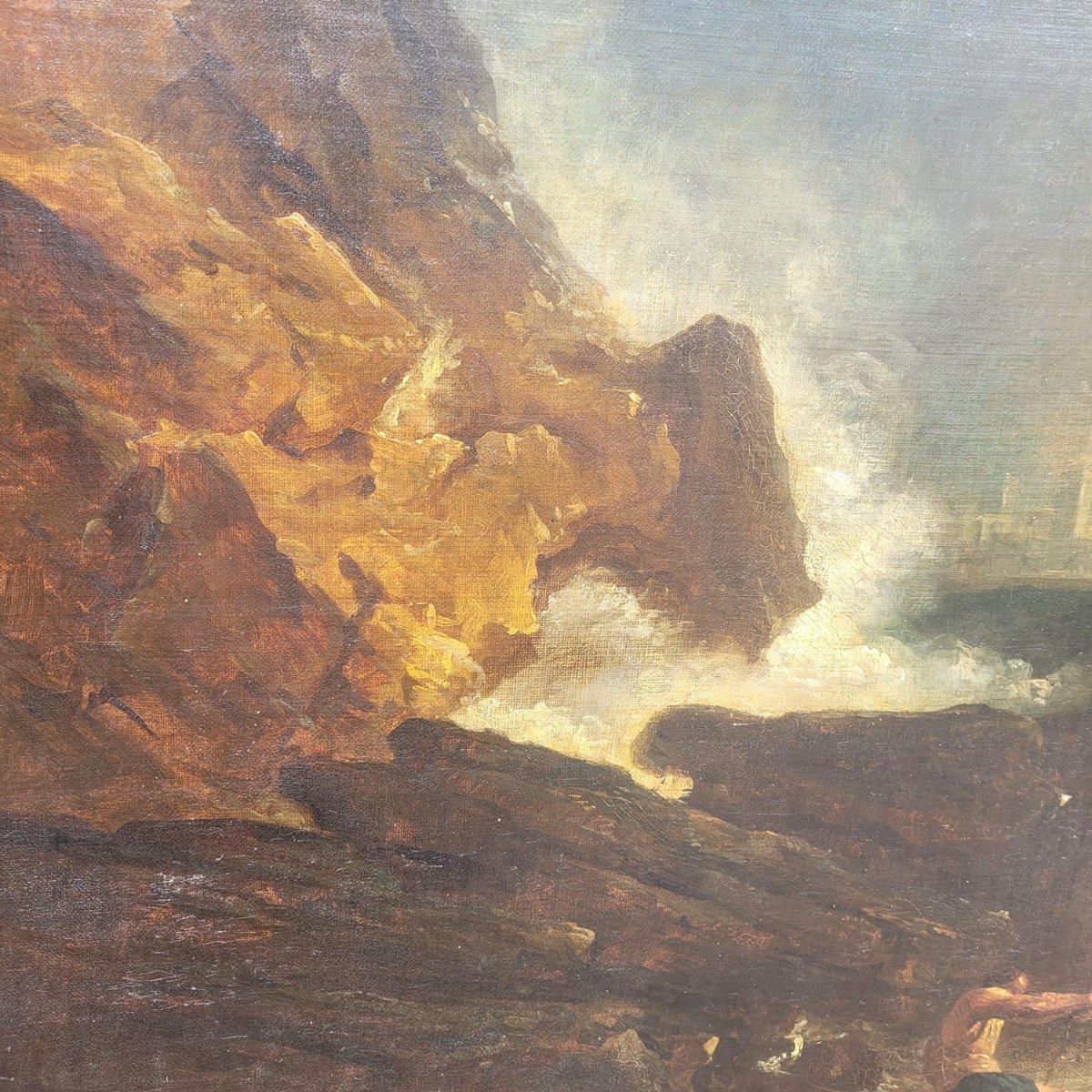 Large Framed Seascape In The Style Of Vernet, Late 17th/early 18th Century-photo-1