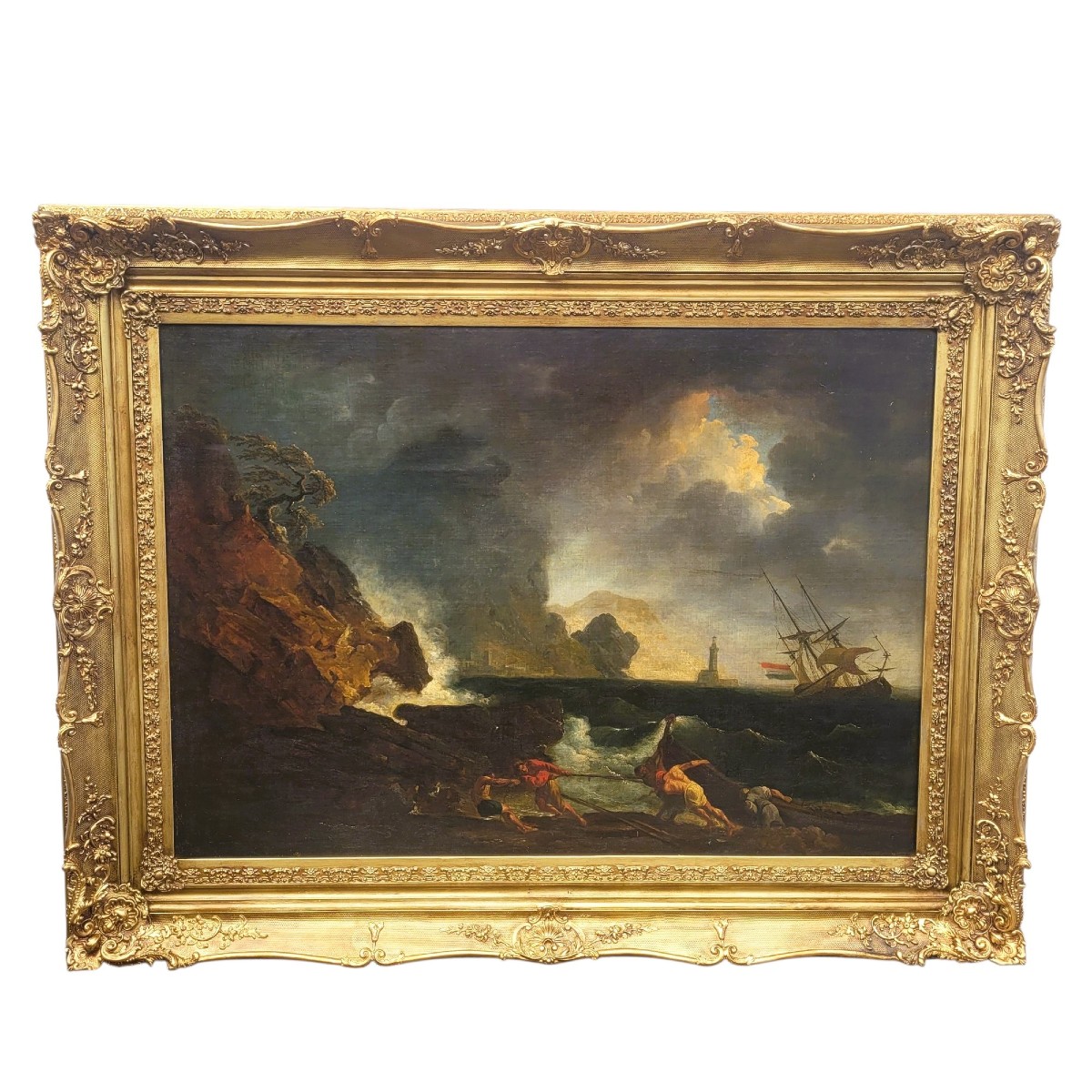 Large Framed Seascape In The Style Of Vernet, Late 17th/early 18th Century