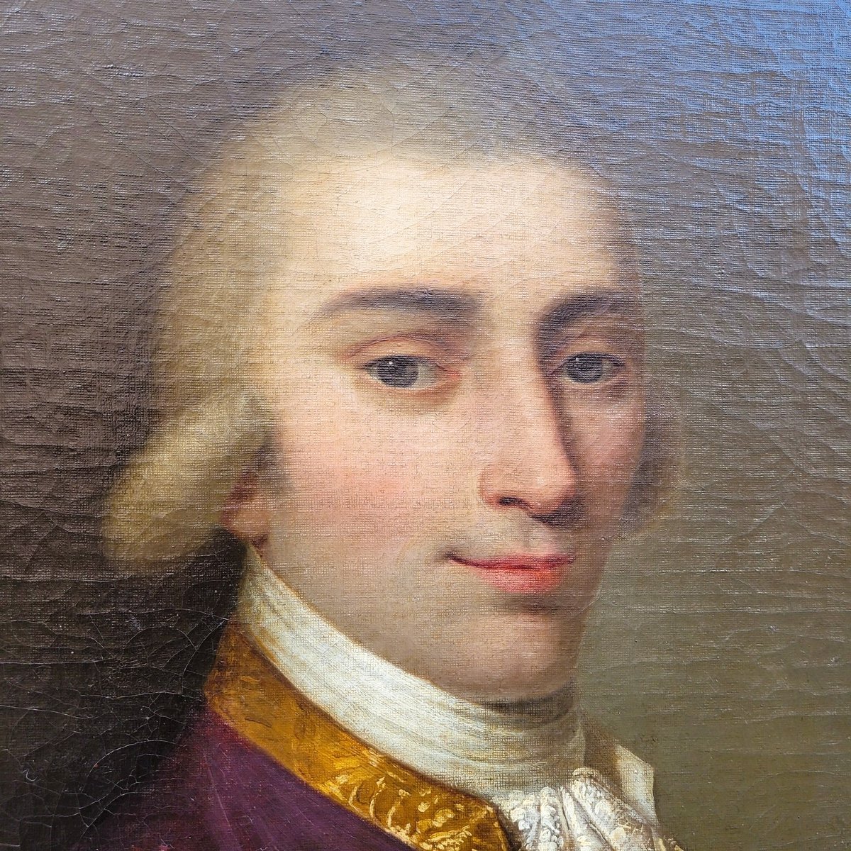 Portrait encadré, gentilhomme à la lettre, XVIIIème siècle-photo-2