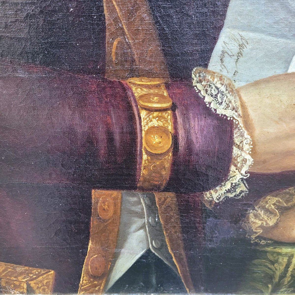 Portrait encadré, gentilhomme à la lettre, XVIIIème siècle-photo-3