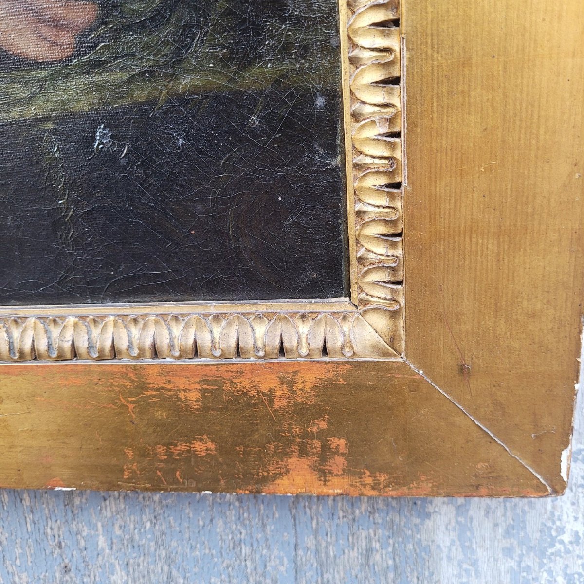 Portrait encadré, gentilhomme à la lettre, XVIIIème siècle-photo-3