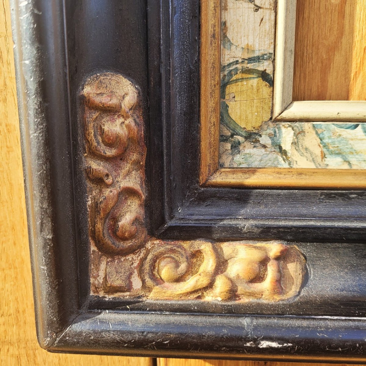 Lacquered Wooden Frame In The Style Of The 17th Century, Italy, Late 19th/early 20th Century-photo-2