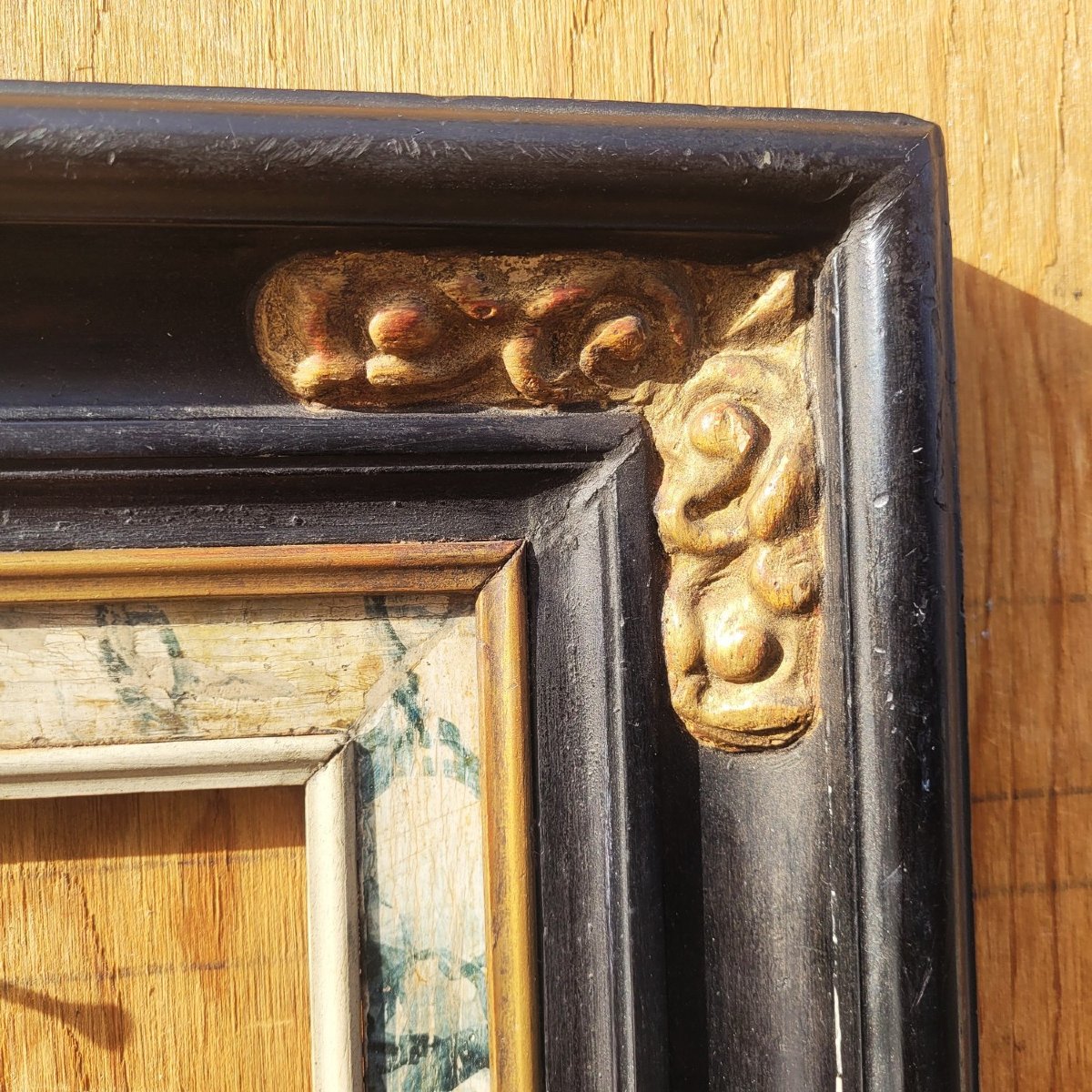 Lacquered Wooden Frame In The Style Of The 17th Century, Italy, Late 19th/early 20th Century-photo-2