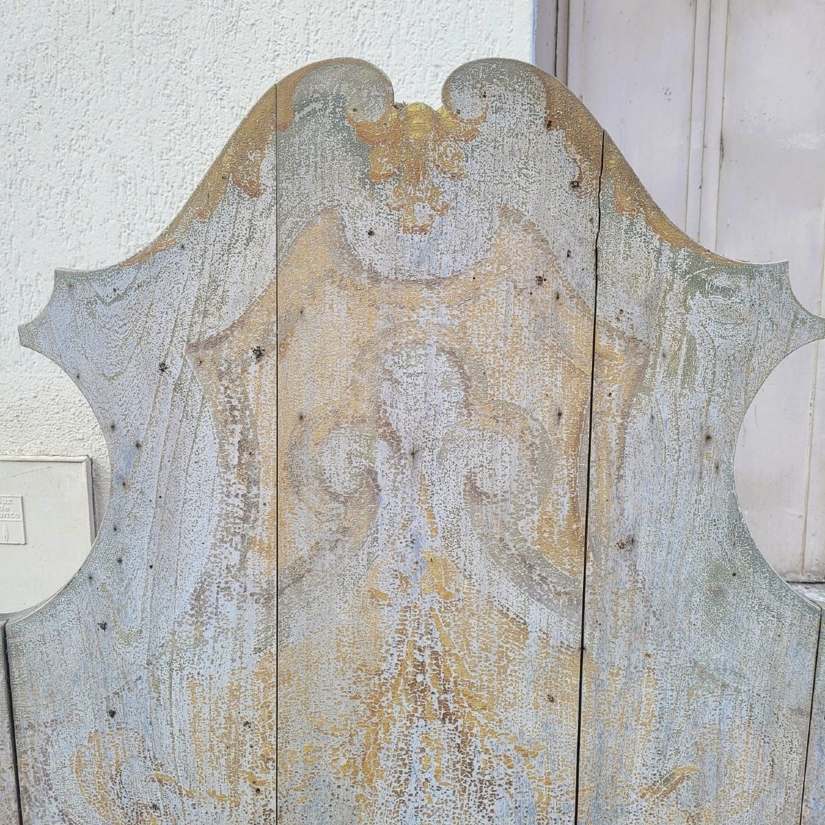 Rare Set Of 4 Painted Wooden Castle Entrance Benches/chests, 19th Century-photo-2