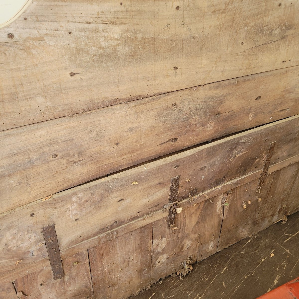 Rare Set Of 4 Painted Wooden Castle Entrance Benches/chests, 19th Century-photo-2