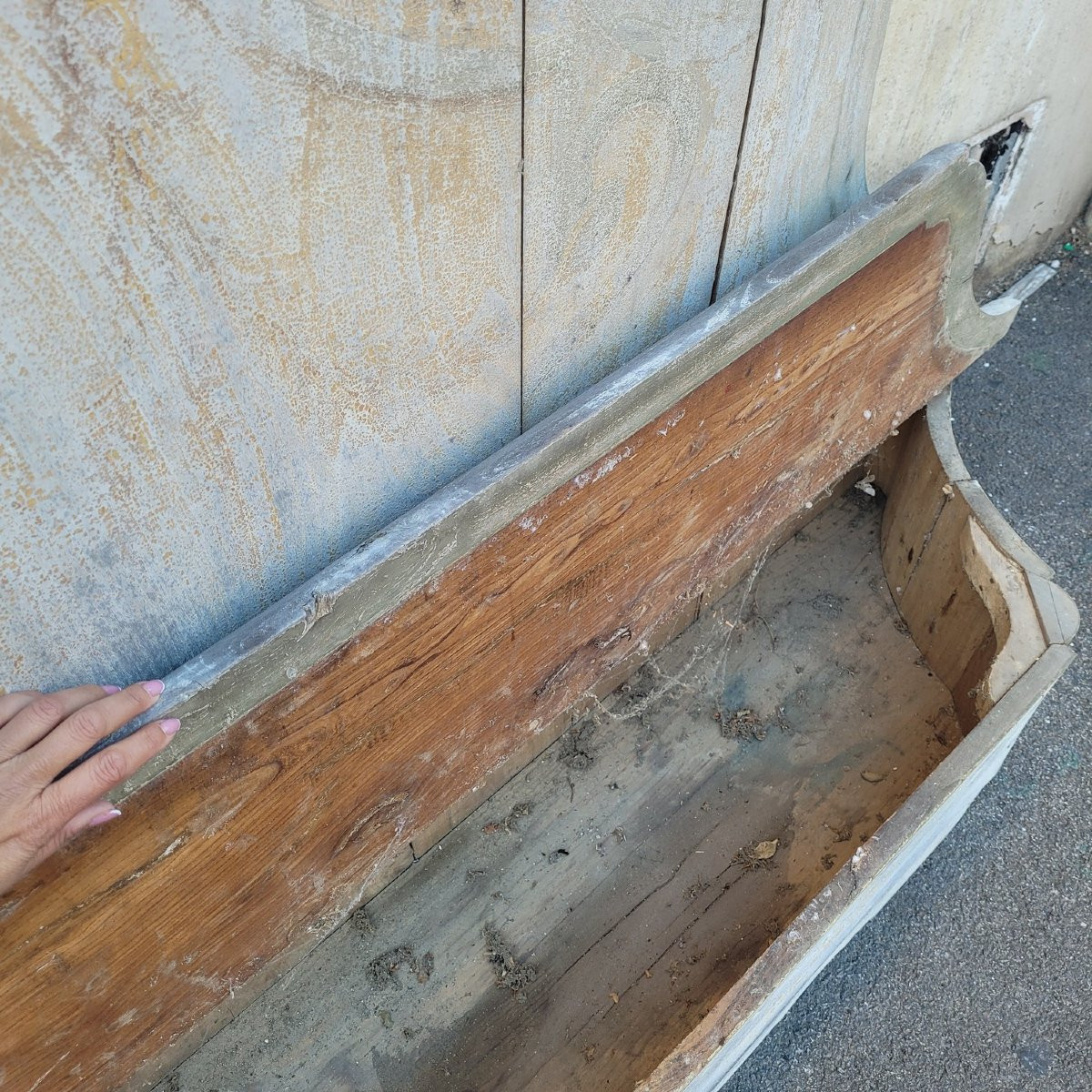 Rare Set Of 4 Painted Wooden Castle Entrance Benches/chests, 19th Century-photo-3