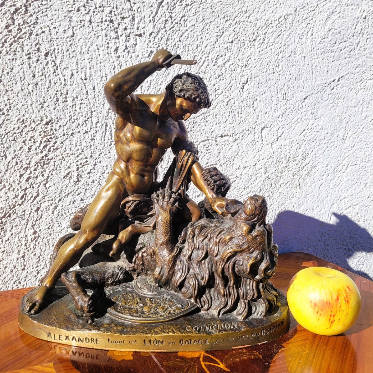 Coinchon, Alexandre et le lion de Bazarie, bronze signé, XIXème siècle-photo-2