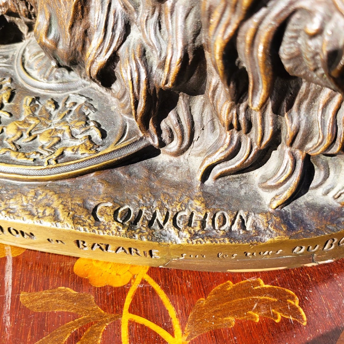 Coinchon, Alexandre et le lion de Bazarie, bronze signé, XIXème siècle-photo-4