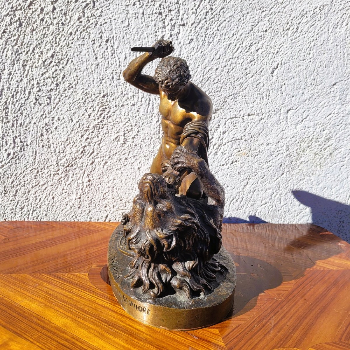 Coinchon, Alexandre et le lion de Bazarie, bronze signé, XIXème siècle-photo-1