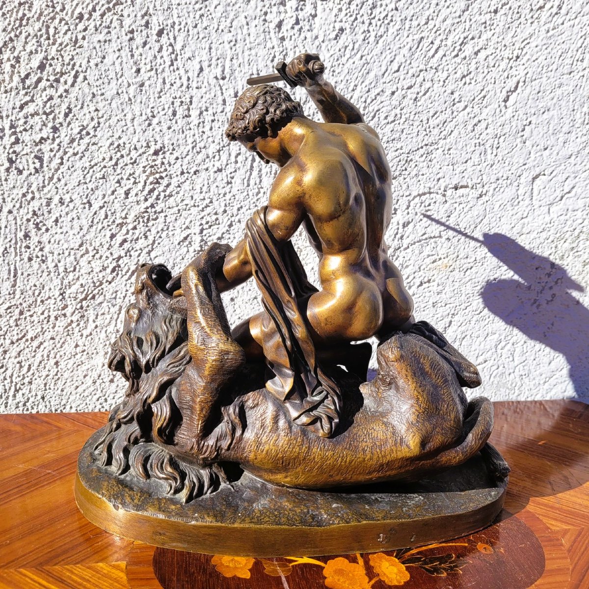 Coinchon, Alexandre et le lion de Bazarie, bronze signé, XIXème siècle-photo-3