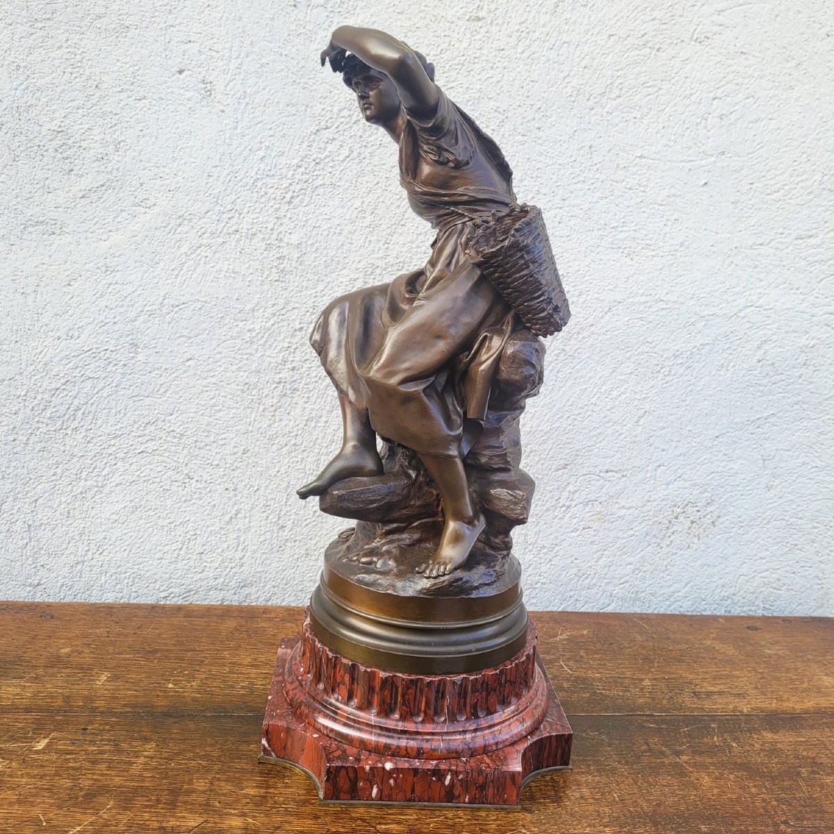 Math Moreau, The Mussel Diver, Signed Bronze, Late 19th Century-photo-4