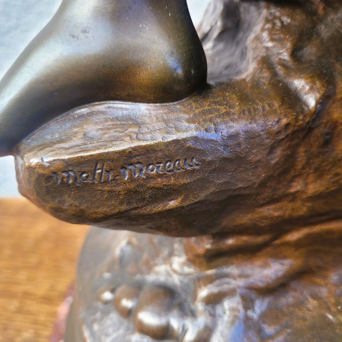 Math Moreau, The Mussel Diver, Signed Bronze, Late 19th Century-photo-2