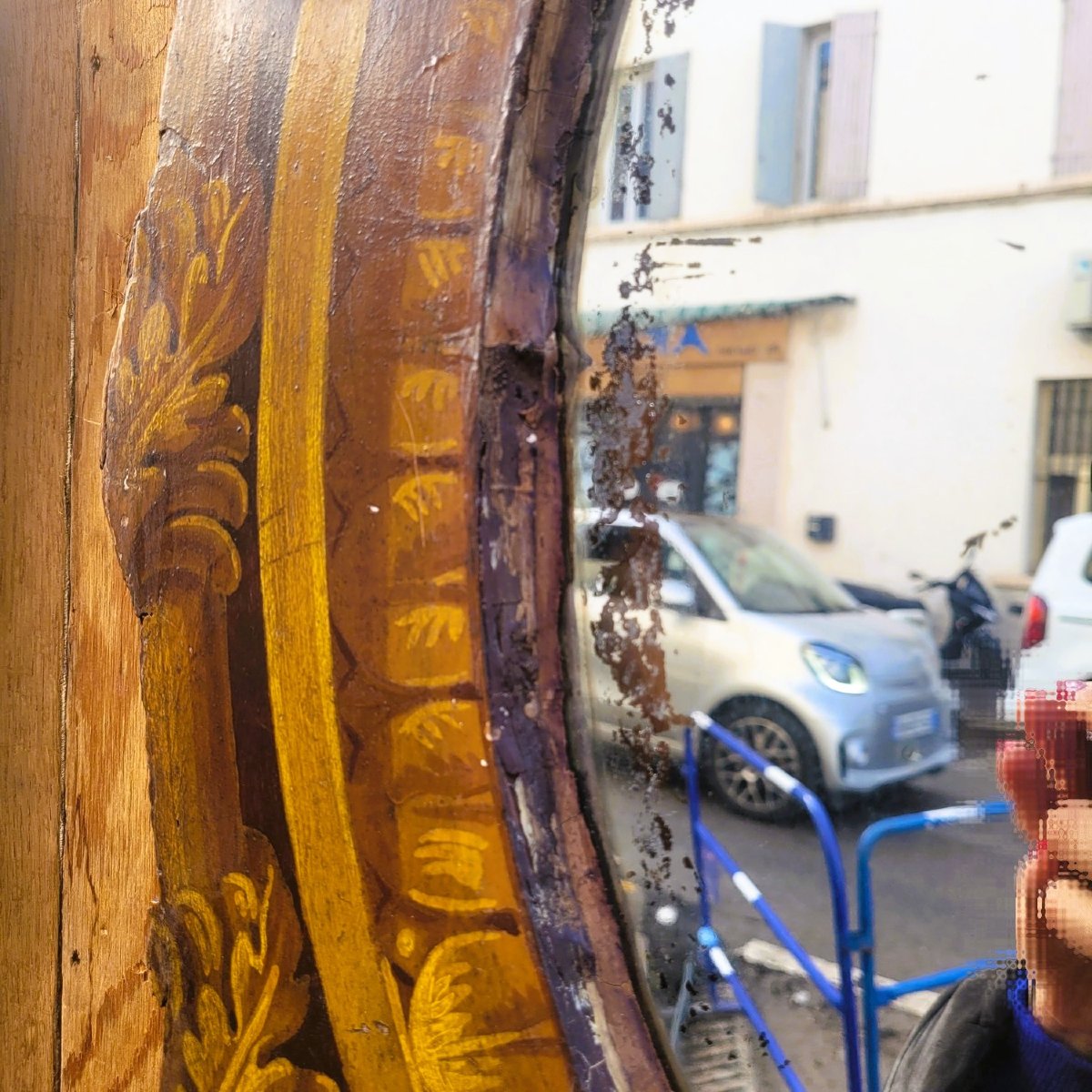 Grande paire d'appliques en bois peint, XVIIIème siècle-photo-6