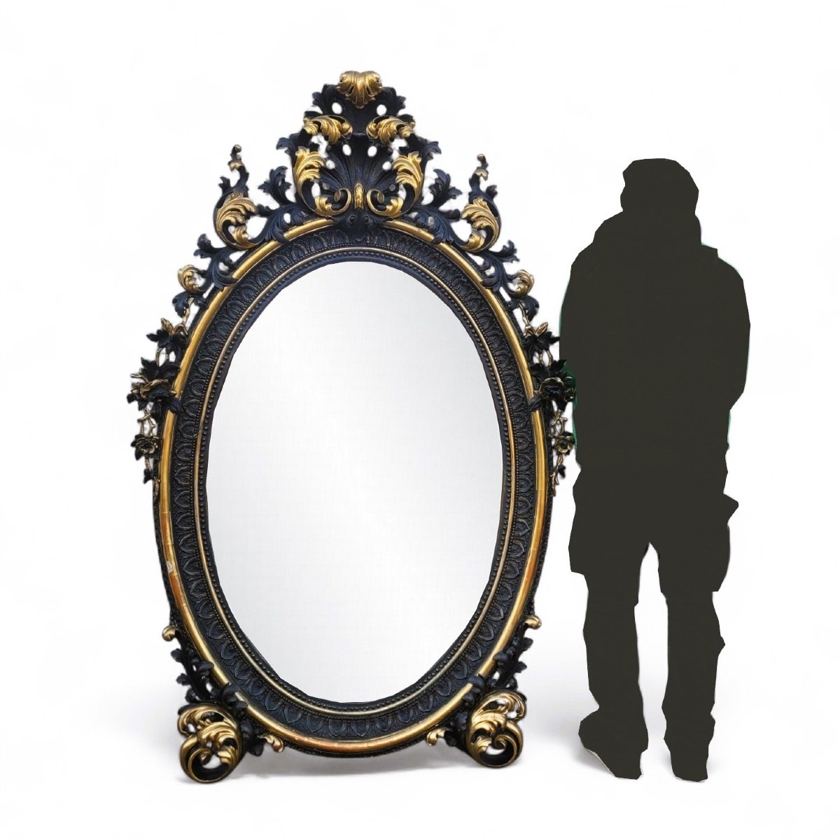 Très grand miroir en bois doré et sculpté, XIXème siècle-photo-2