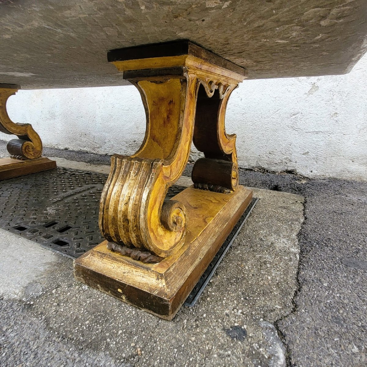 Important Coffee Table In Marble And Gilded Wood, Late 19th/early 20th Century-photo-1