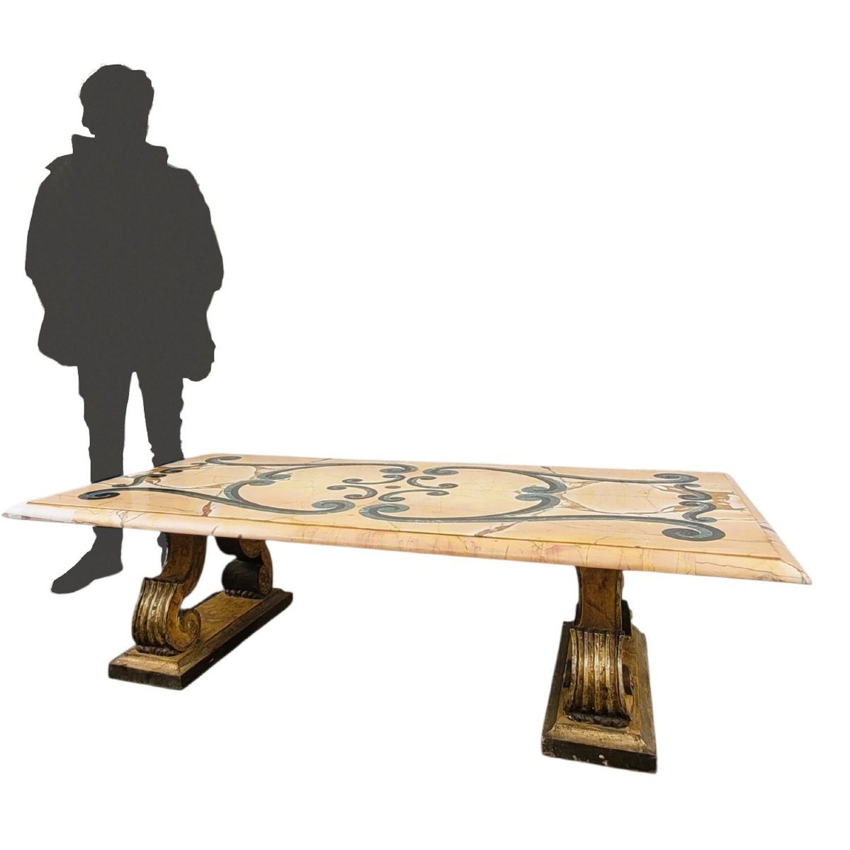 Important Coffee Table In Marble And Gilded Wood, Late 19th/early 20th Century-photo-5