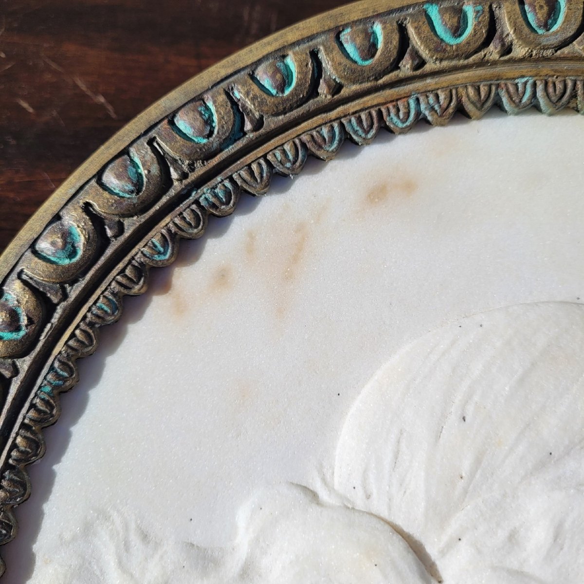 Two Framed Sculpted Marble Profiles, Early 19th Century-photo-3