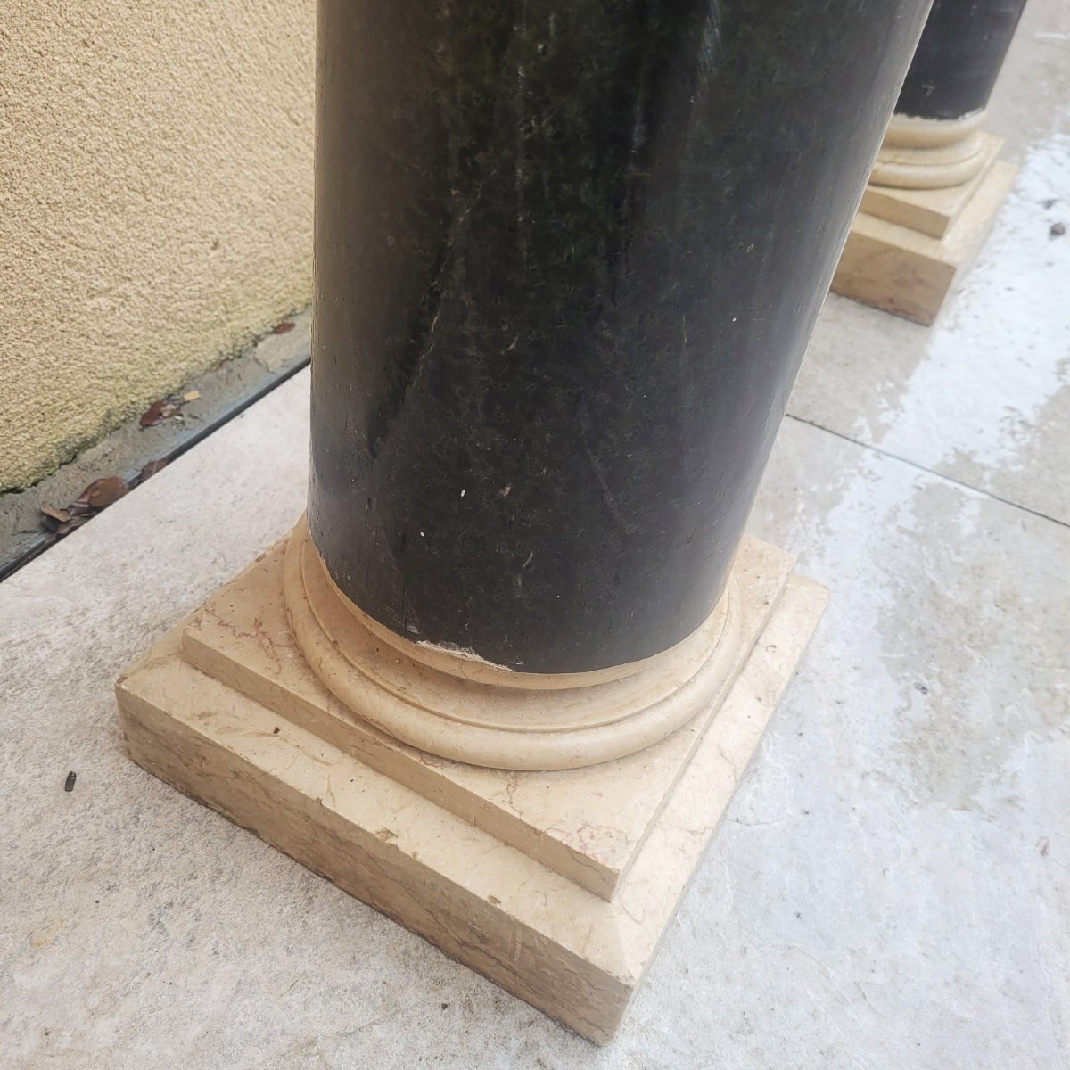Paire de colonnes en marbre vert, H190cm, XIXème siècle-photo-2